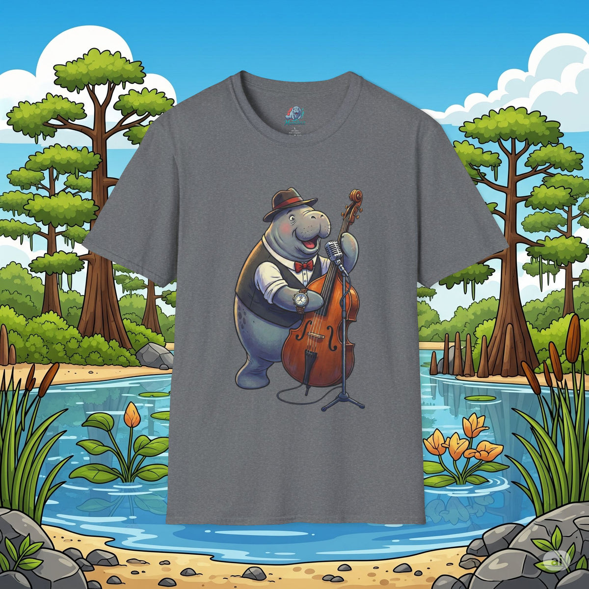 Mack the Manatee on Bass Softstyle T-Shirt