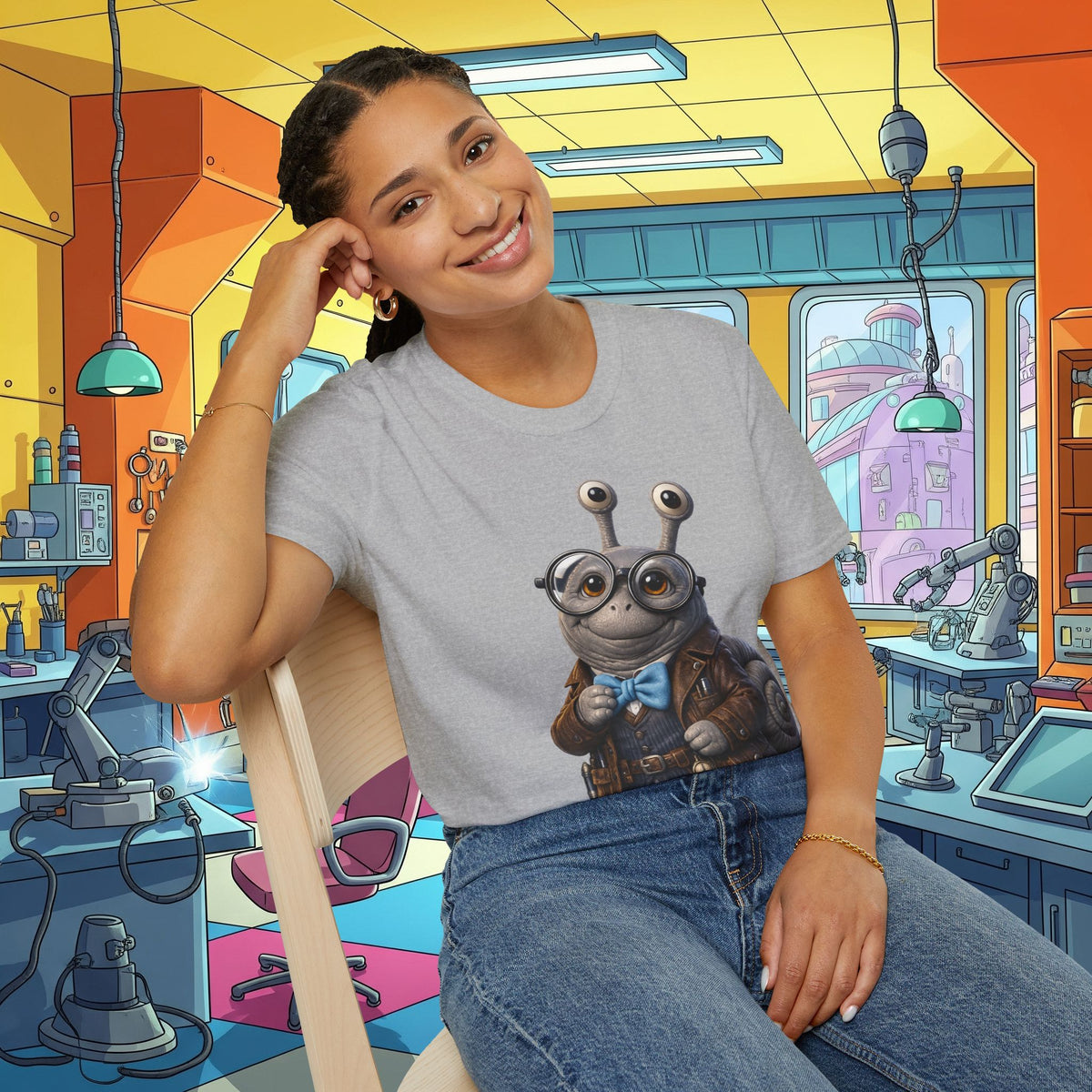 Cute Nerdy Snail Shirt | Steampunk Professor Snail Graphic Tee | Funny Bookworm Animal T-Shirt