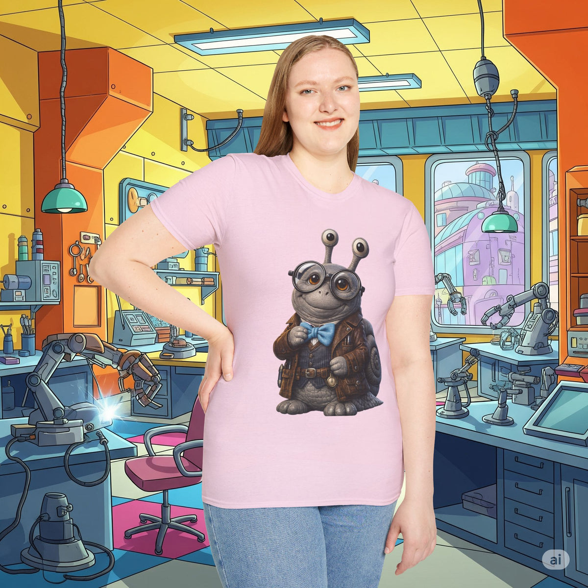 Cute Nerdy Snail Shirt | Steampunk Professor Snail Graphic Tee | Funny Bookworm Animal T-Shirt