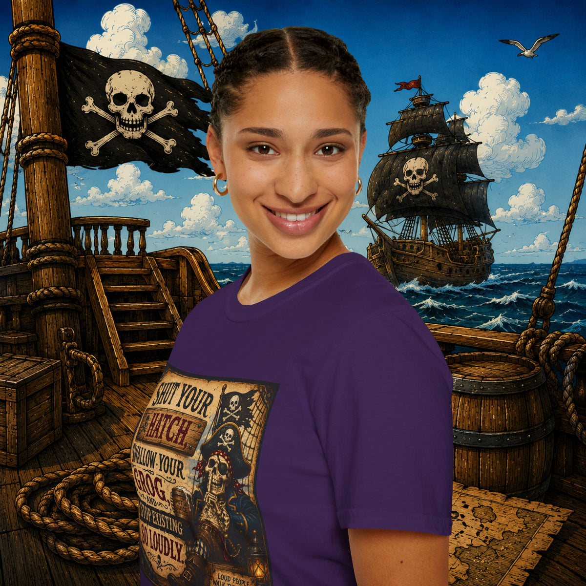 Shut Your Hatch Swallow Your Grog Pirate T-Shirt