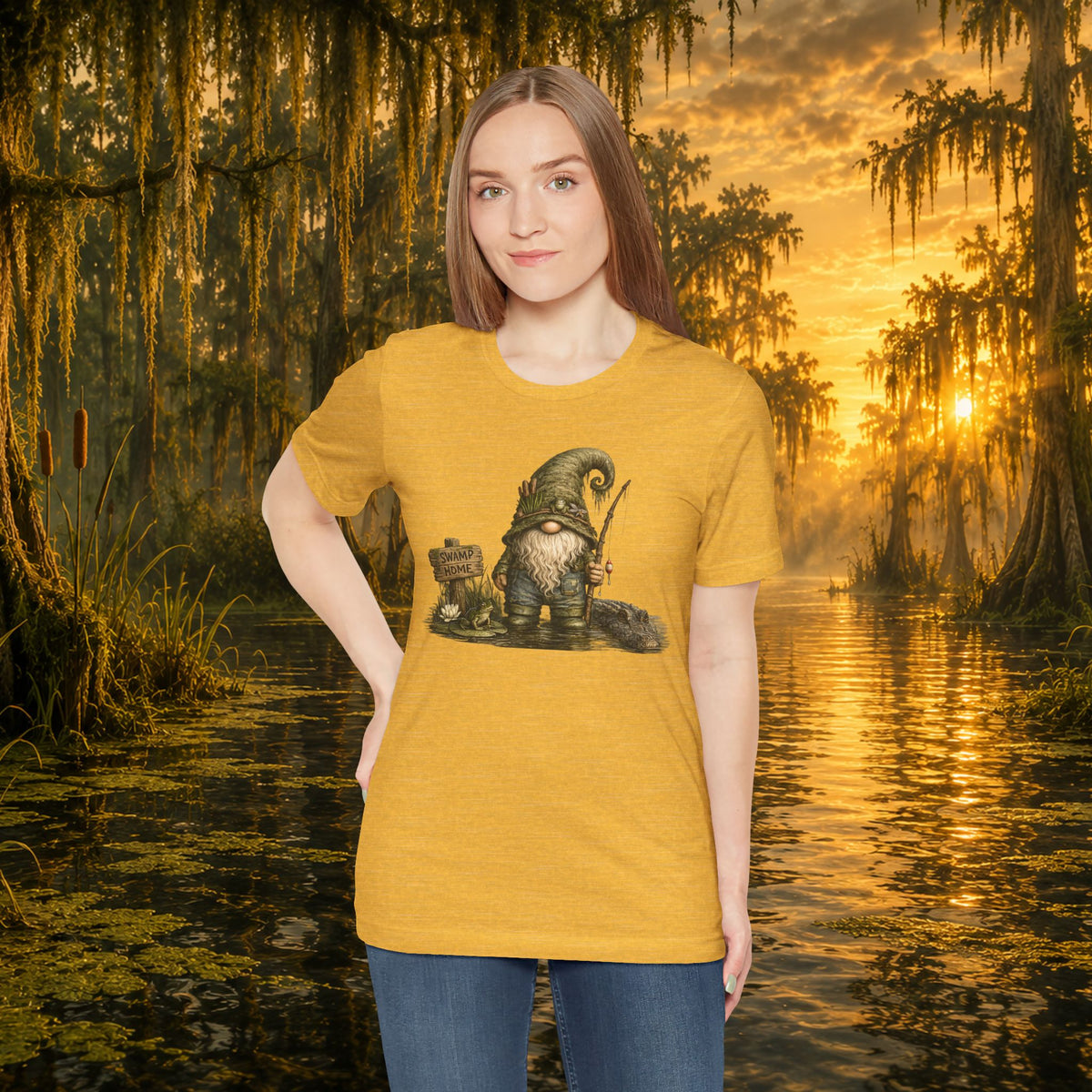 Swamp Gnome Shirt, Southern Swamp Life Tee, Fishing Gnome T-Shirt, Bayou Gnome Shirt, Alligator Gnome, Frog Lover Gift, Country Swamp Shirt