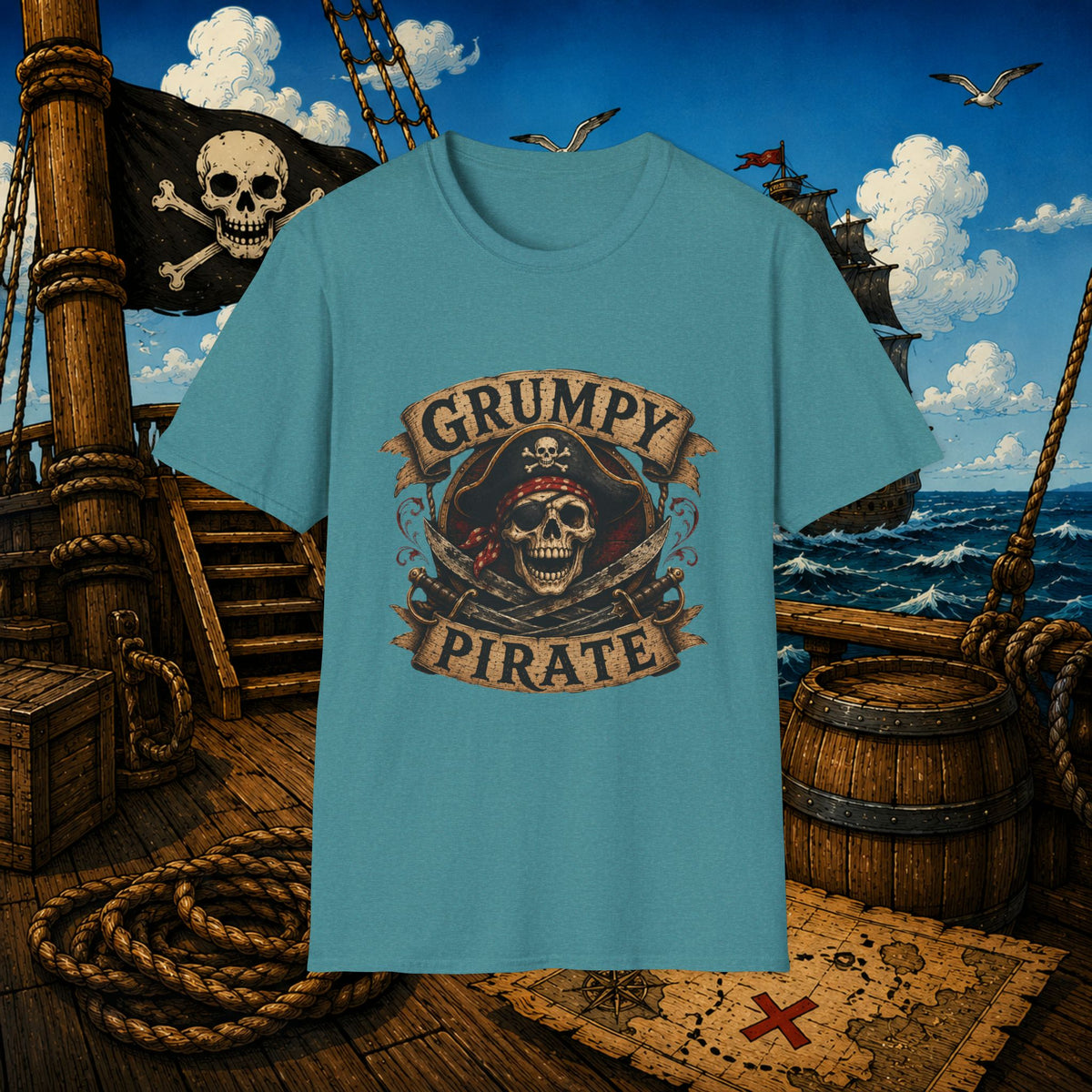 Grumpy Pirate Skull T-Shirt