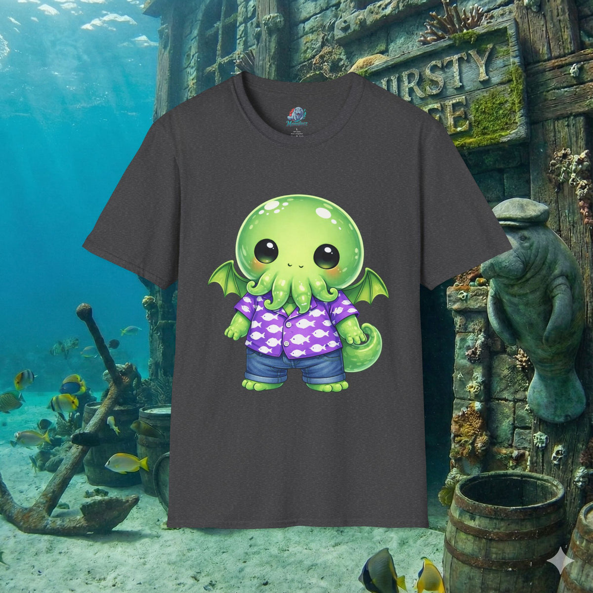 Cute Cthulhu Hawaiian Shirt T-Shirt | Kawaii Lovecraft Monster Graphic Tee | Adorable Tentacle Creature Shirt