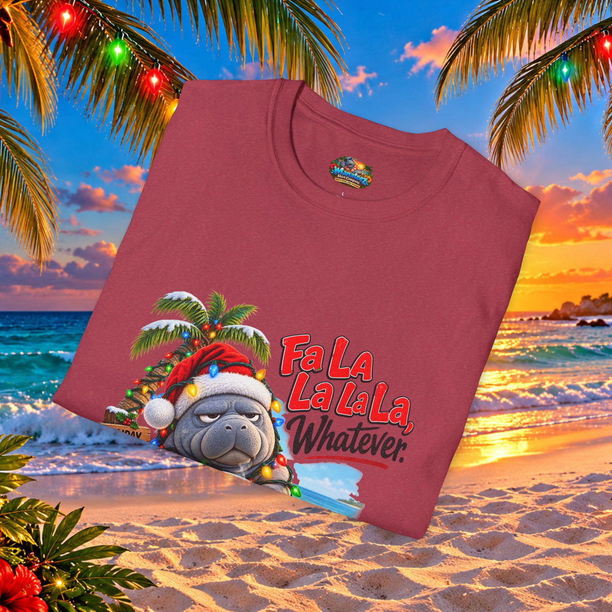 Fa La La La La Tropical Christmas Manatee T-Shirt