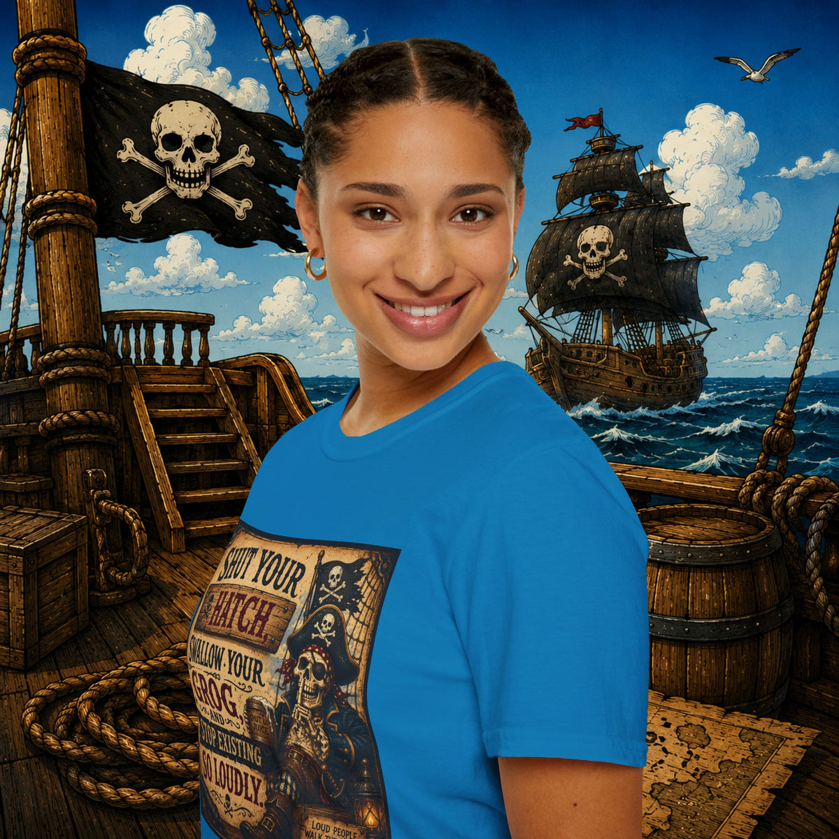 Shut Your Hatch Swallow Your Grog Pirate T-Shirt