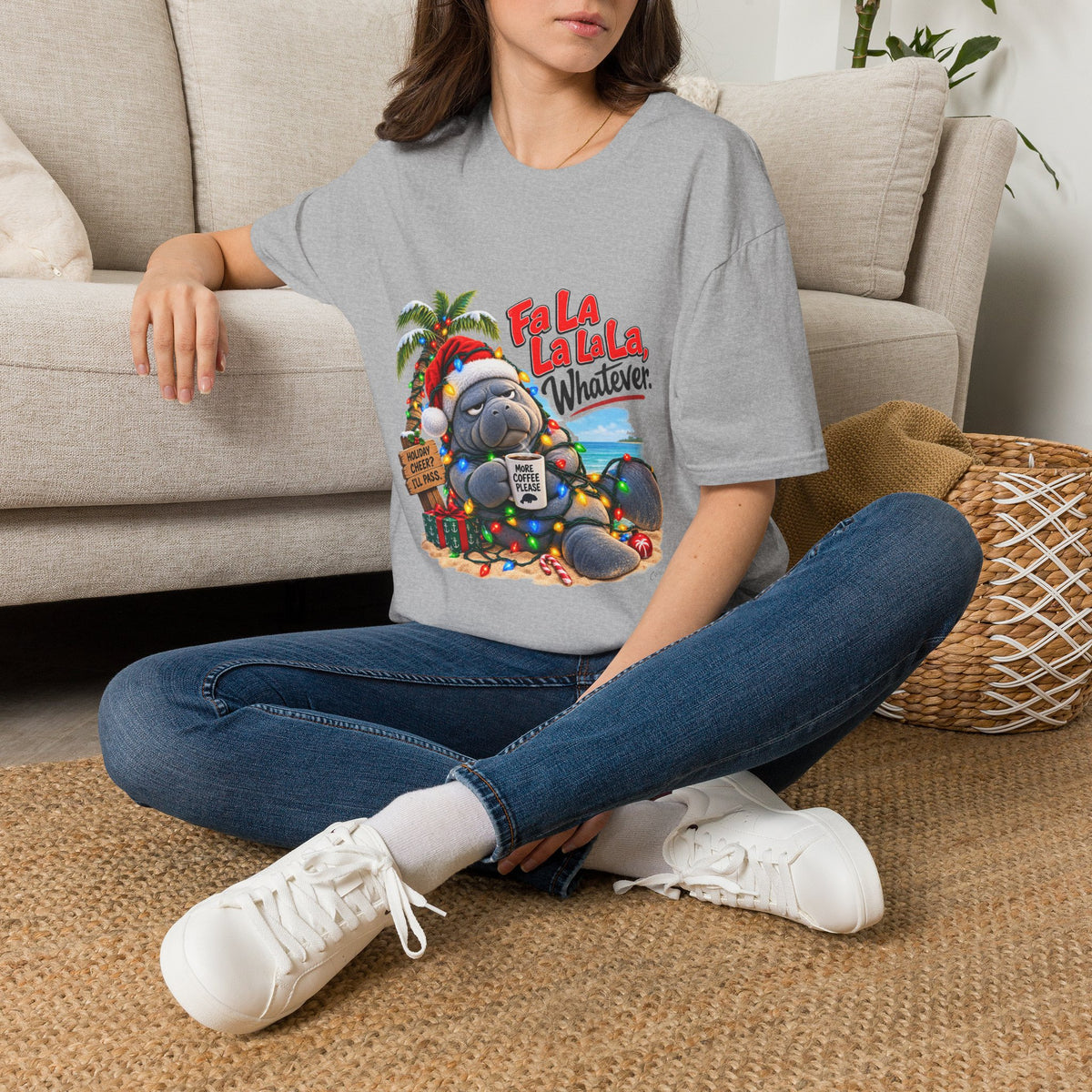 Fa La La La La Tropical Christmas Manatee T-Shirt