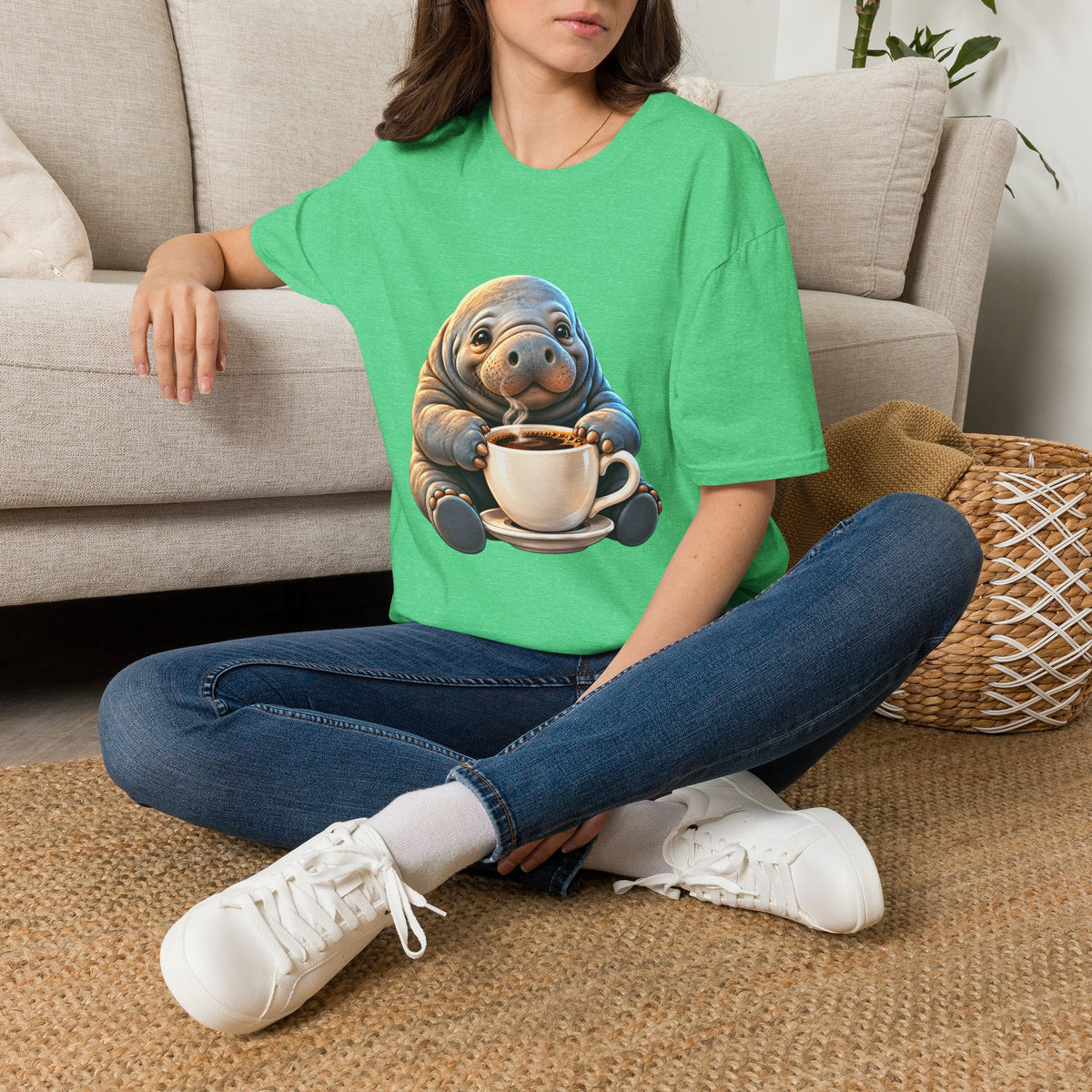 Manatee Drinking Coffee T-Shirt
