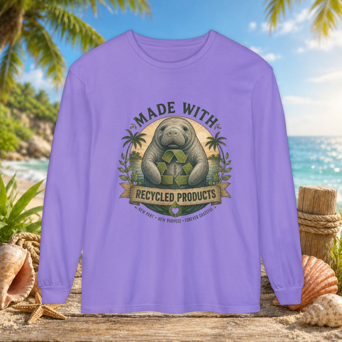 Made with Recycled Parts Funny Liver Transplant Manatee T-Shirt | Organ Donor Awareness Gift