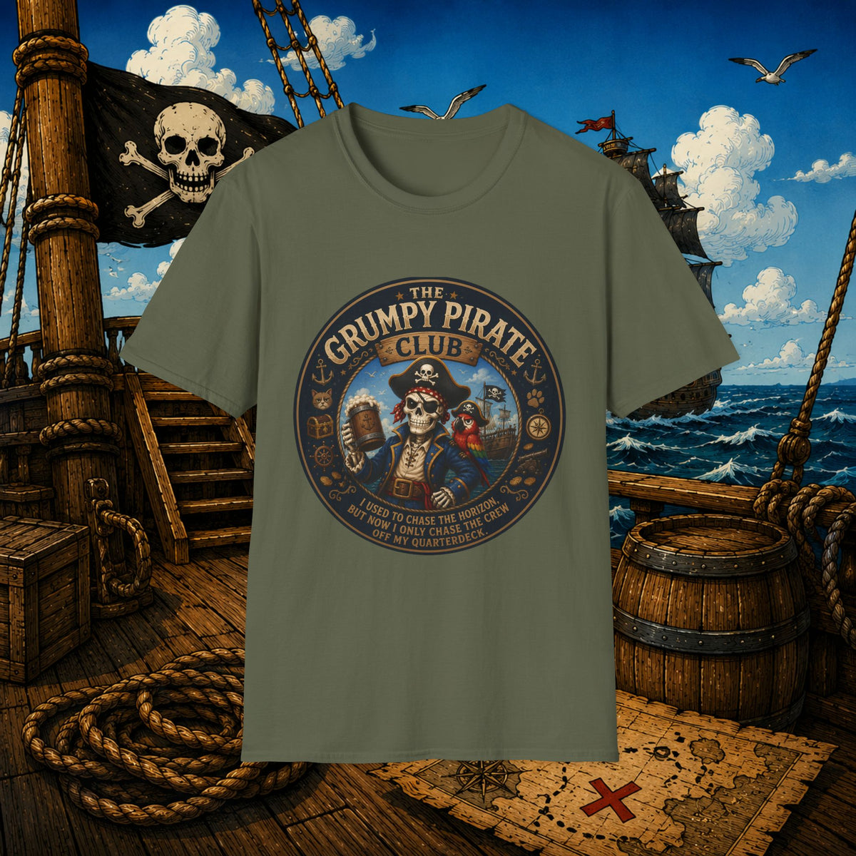 The Grumpy Pirate Skeleton Club T-Shirt