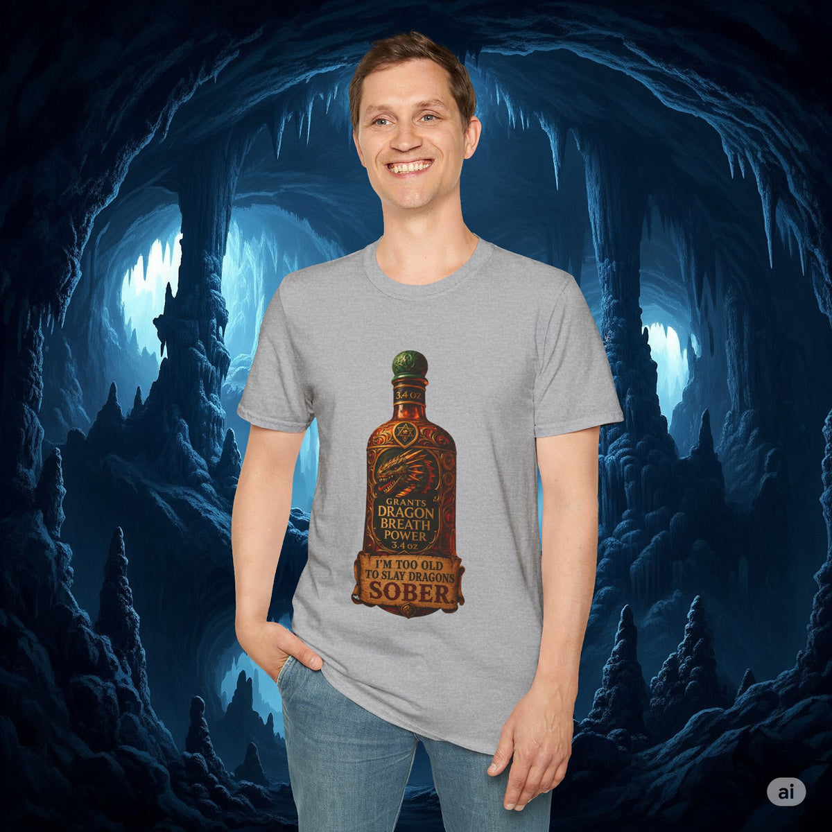 I'm Too Old to Slay Dragons Sober Shirt – Funny Dragon Breath Potion Fantasy T-Shirt