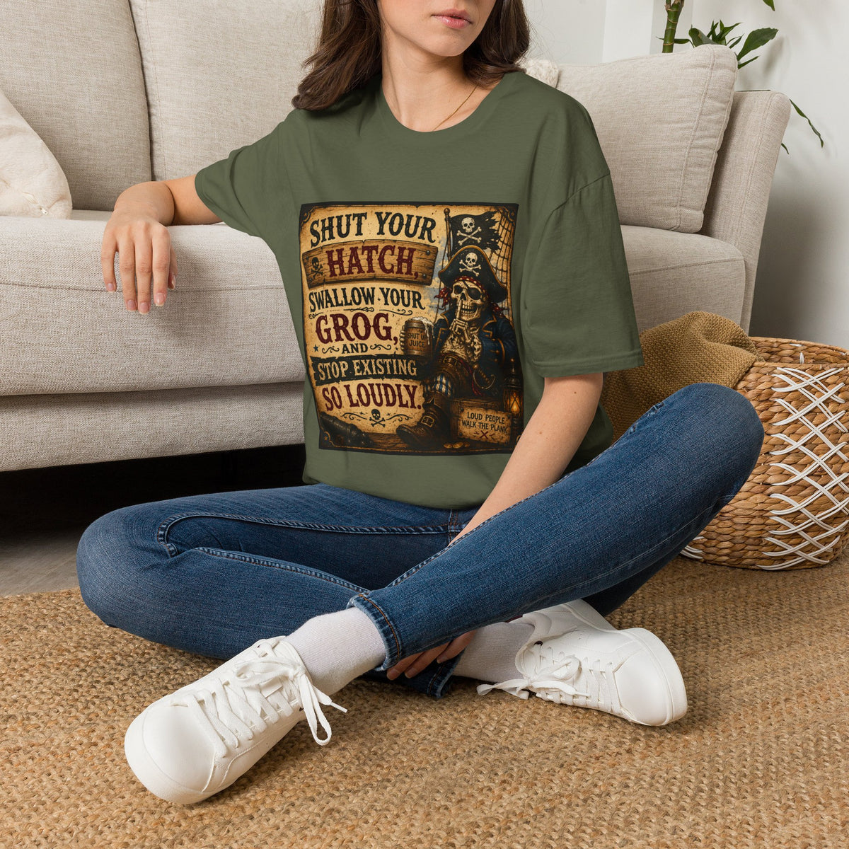 Shut Your Hatch Swallow Your Grog Pirate T-Shirt