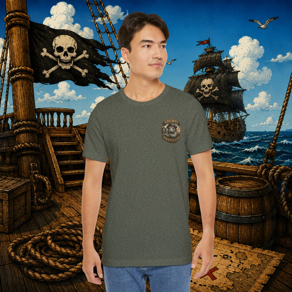 Beware of Old Pirates With Nothing Left to Prove | Grumpy Pirate Club Manatee T-Shirt