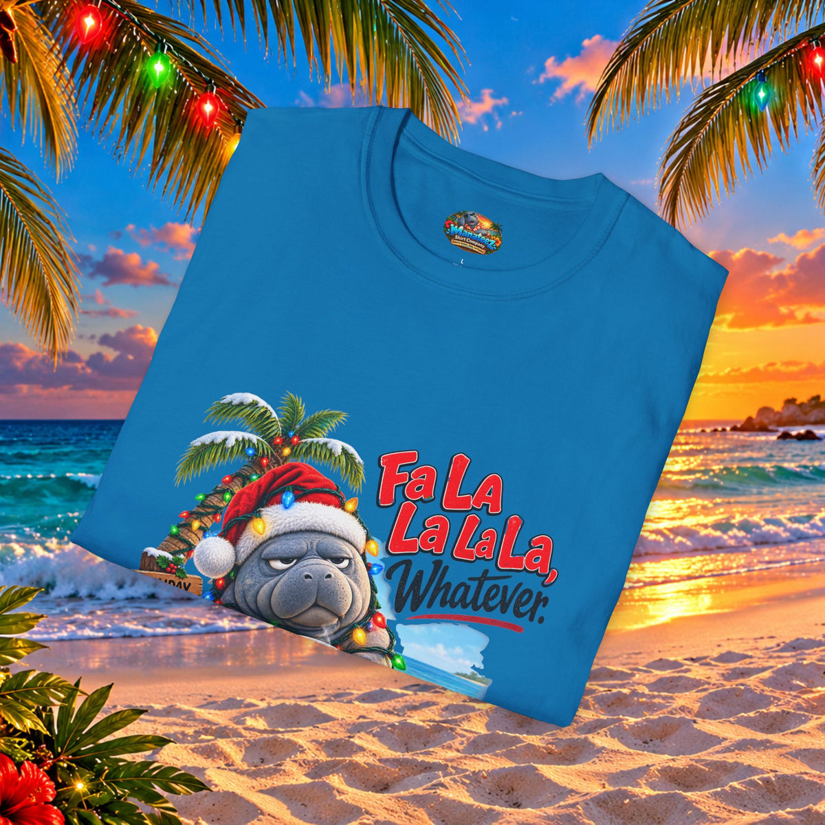 Fa La La La La Tropical Christmas Manatee T-Shirt