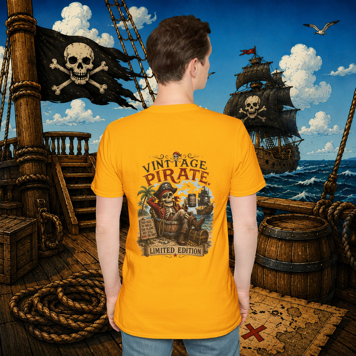 Vintage Pirate Limited Edition – Funny Aging Pirate Skeleton T-Shirt | Old Pirate Humor Tee