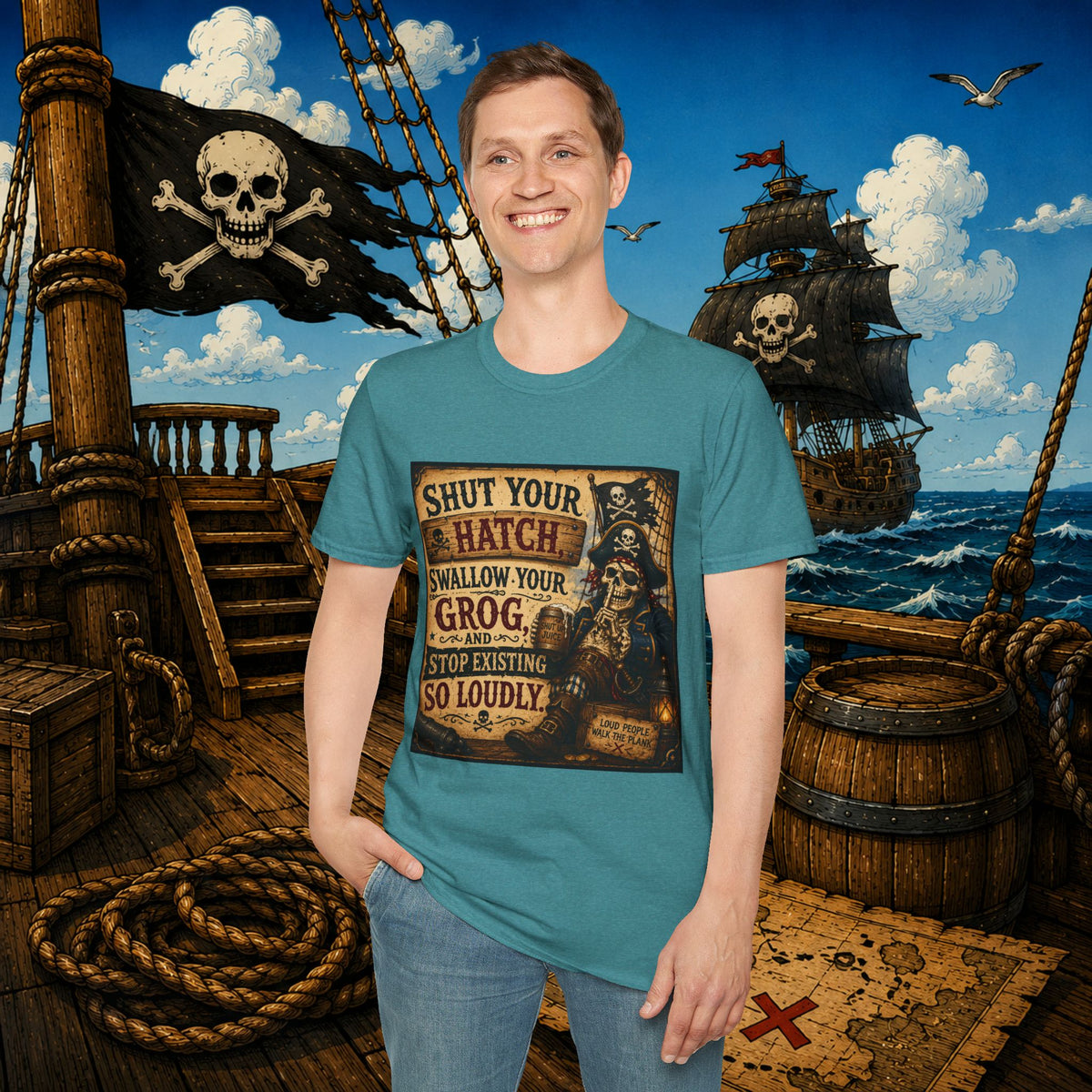 Shut Your Hatch Swallow Your Grog Pirate T-Shirt