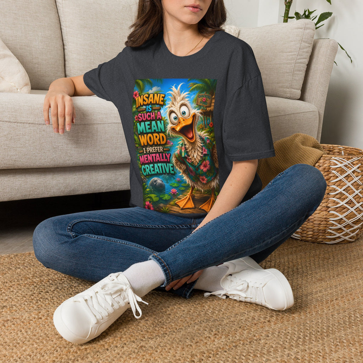 Insane Is Such a Mean Word I Prefer Mentally Creative Funny Duck Shirt | Crazy Ostrich Hawaiian Tee Background