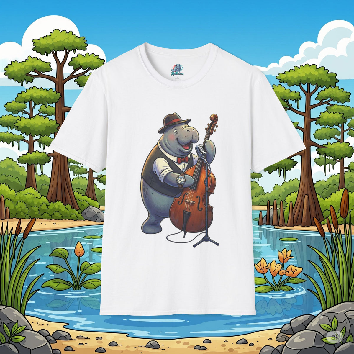 Mack the Manatee on Bass Softstyle T-Shirt