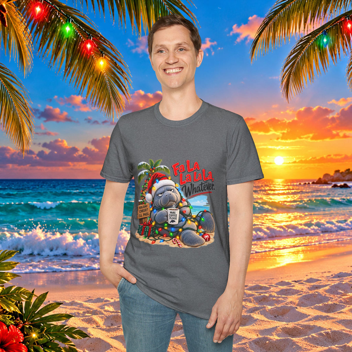 Fa La La La La Tropical Christmas Manatee T-Shirt