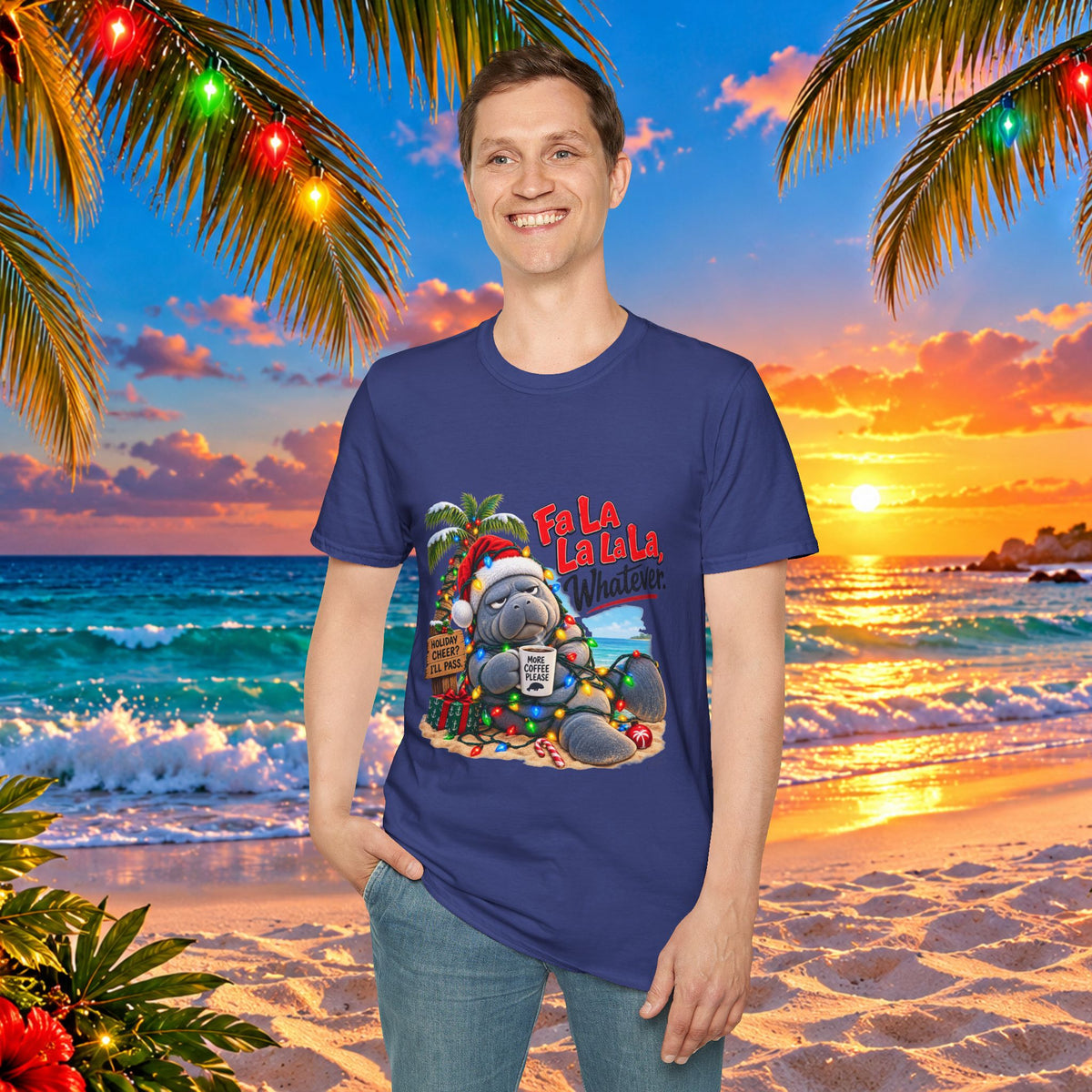 Fa La La La La Tropical Christmas Manatee T-Shirt