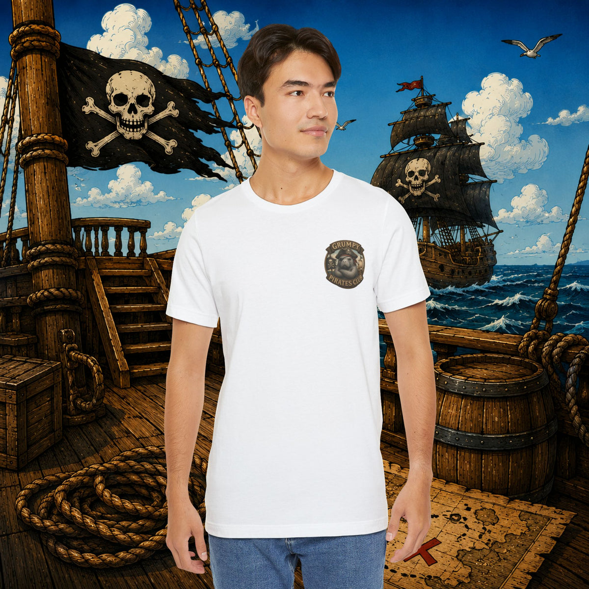 Grumpier Than a Manatee Without Snacks | Funny Pirate Manatee T-Shirt