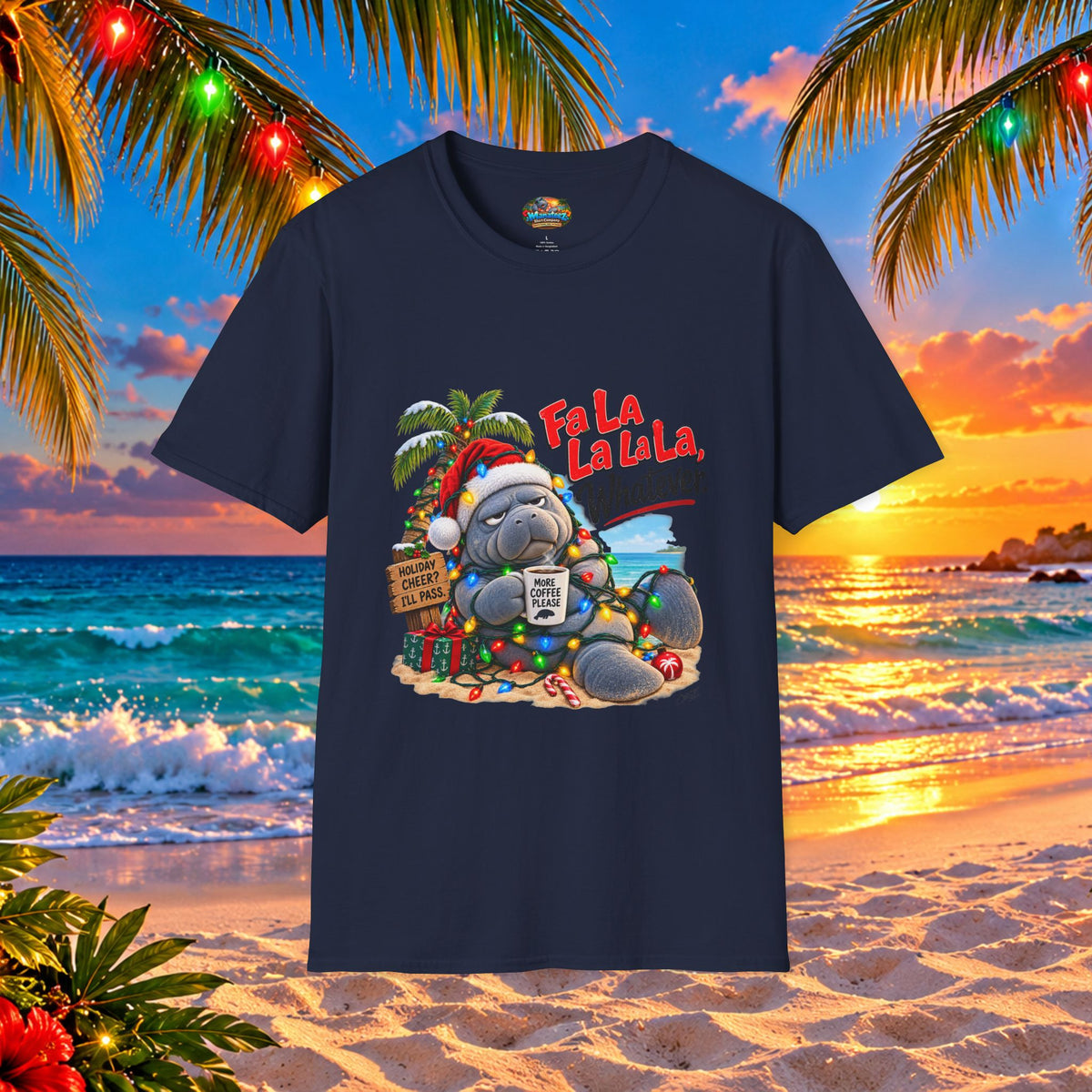 Fa La La La La Tropical Christmas Manatee T-Shirt