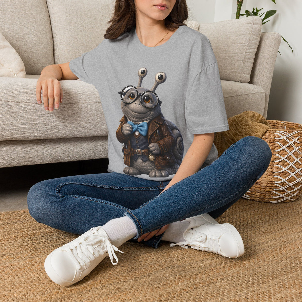 Cute Nerdy Snail Shirt | Steampunk Professor Snail Graphic Tee | Funny Bookworm Animal T-Shirt