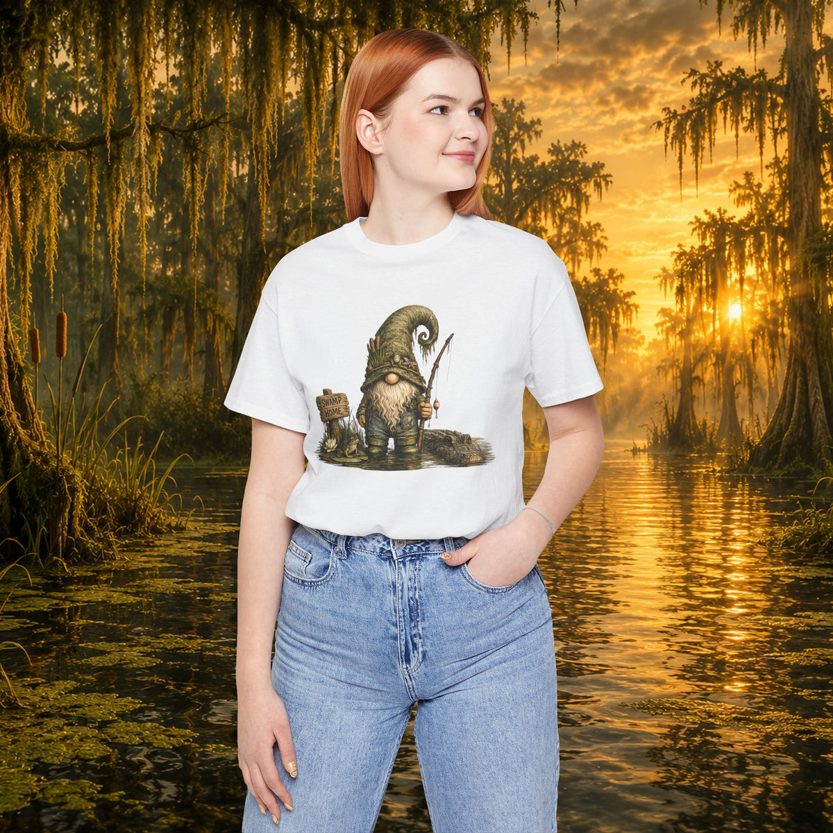 Swamp Gnome Shirt, Southern Swamp Life Tee, Fishing Gnome T-Shirt, Bayou Gnome Shirt, Alligator Gnome, Frog Lover Gift, Country Swamp Shirt