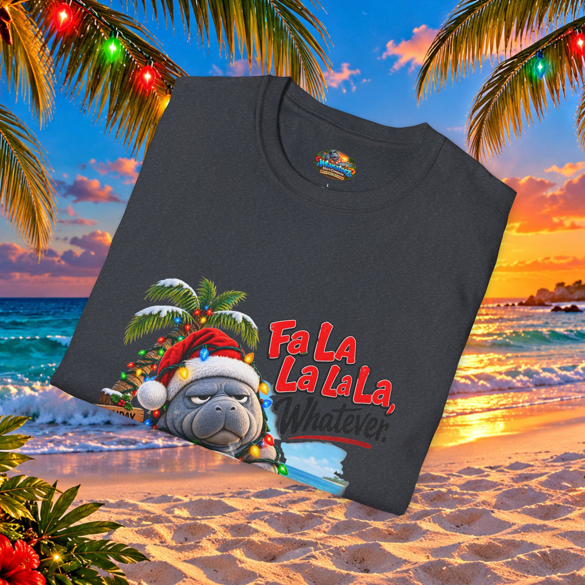 Fa La La La La Tropical Christmas Manatee T-Shirt