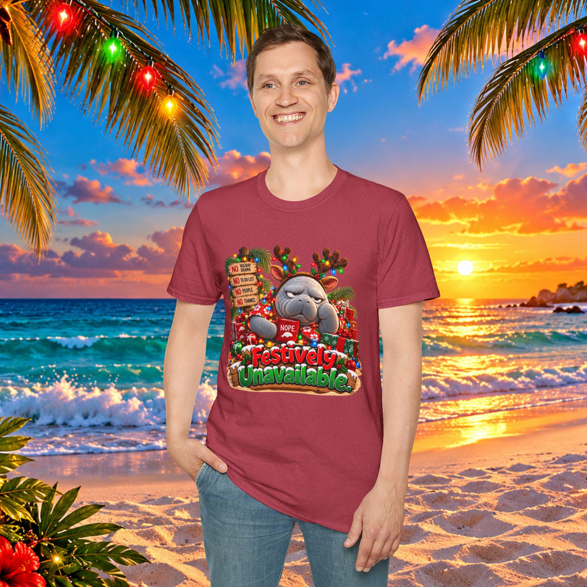 Festively Unavailable Christmas Manatee T-Shirt