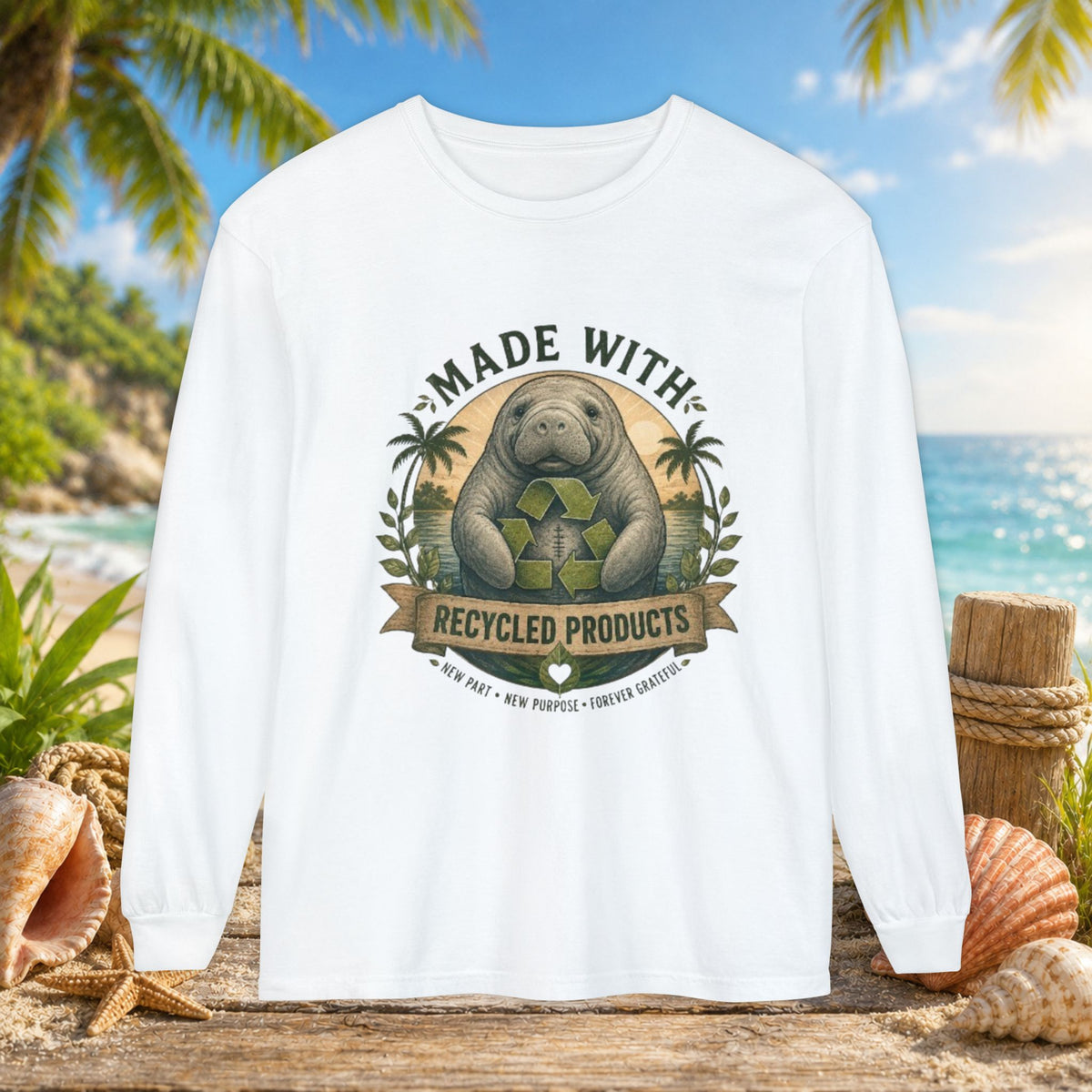 Made with Recycled Parts Funny Liver Transplant Manatee T-Shirt | Organ Donor Awareness Gift