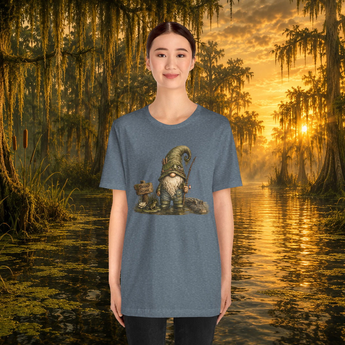 Swamp Gnome Shirt, Southern Swamp Life Tee, Fishing Gnome T-Shirt, Bayou Gnome Shirt, Alligator Gnome, Frog Lover Gift, Country Swamp Shirt