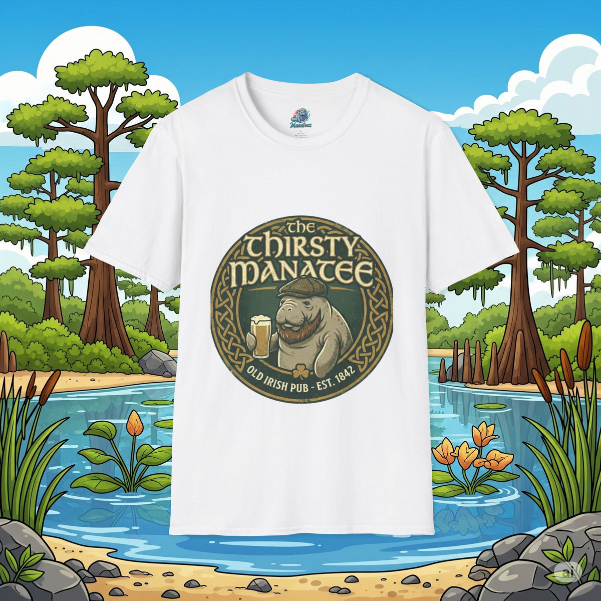 Thirsty Manatee Pub Emblem T-Shirt