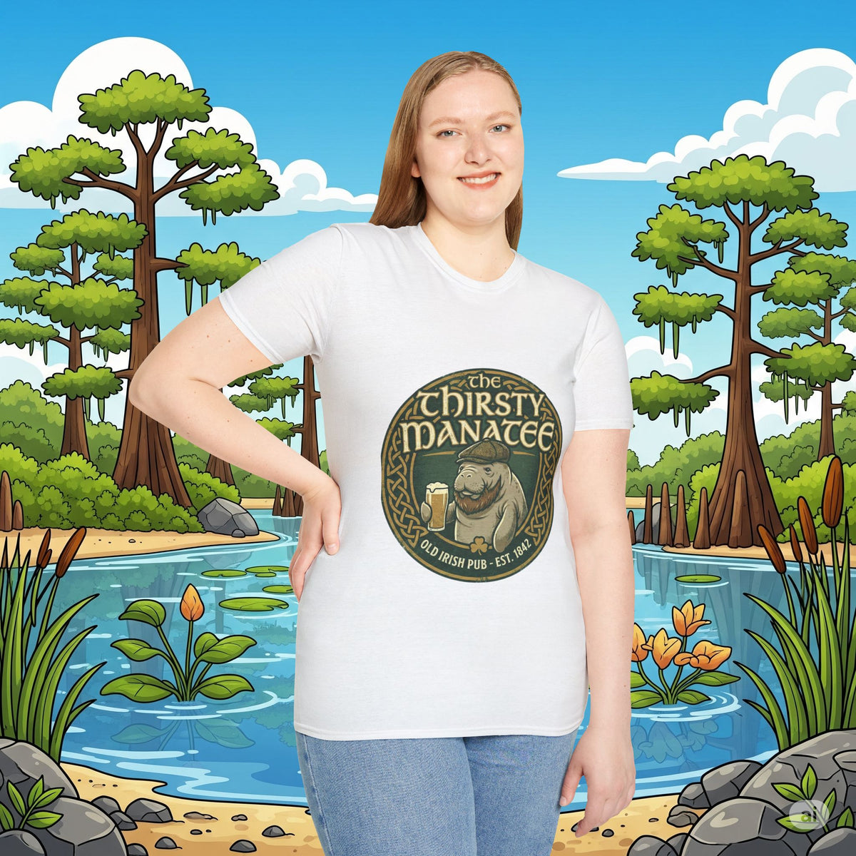 Thirsty Manatee Pub Emblem T-Shirt