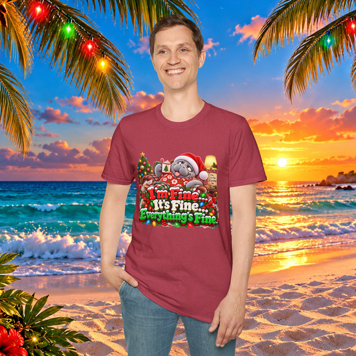 I’m Fine It’s Fine Everything’s Fine Christmas T-Shirt