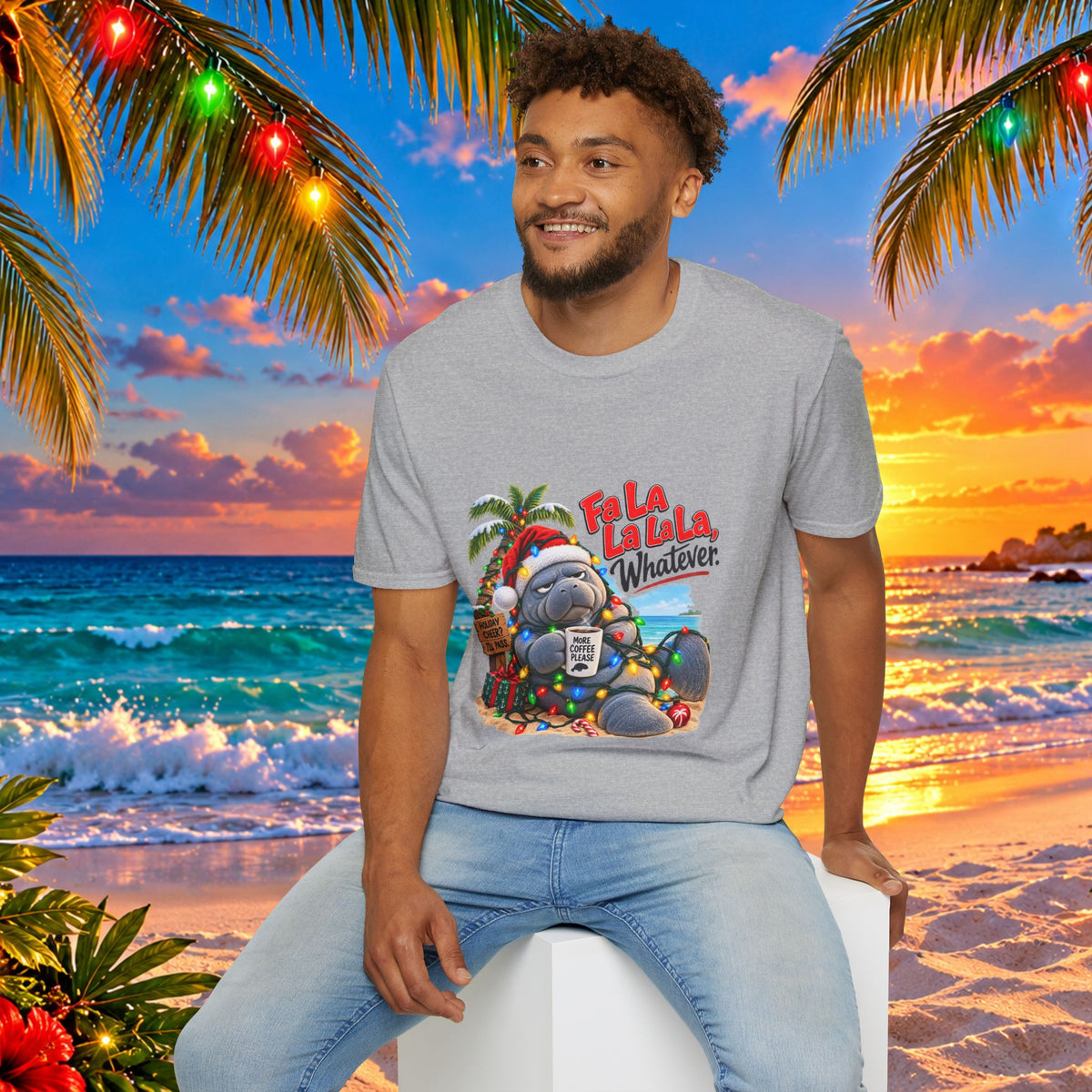 Fa La La La La Tropical Christmas Manatee T-Shirt