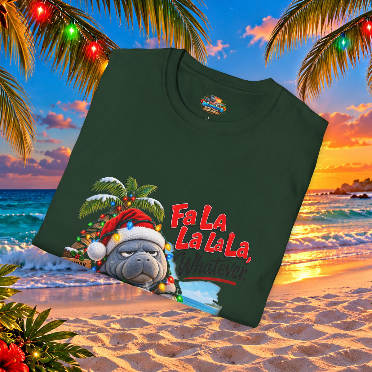 Fa La La La La Tropical Christmas Manatee T-Shirt