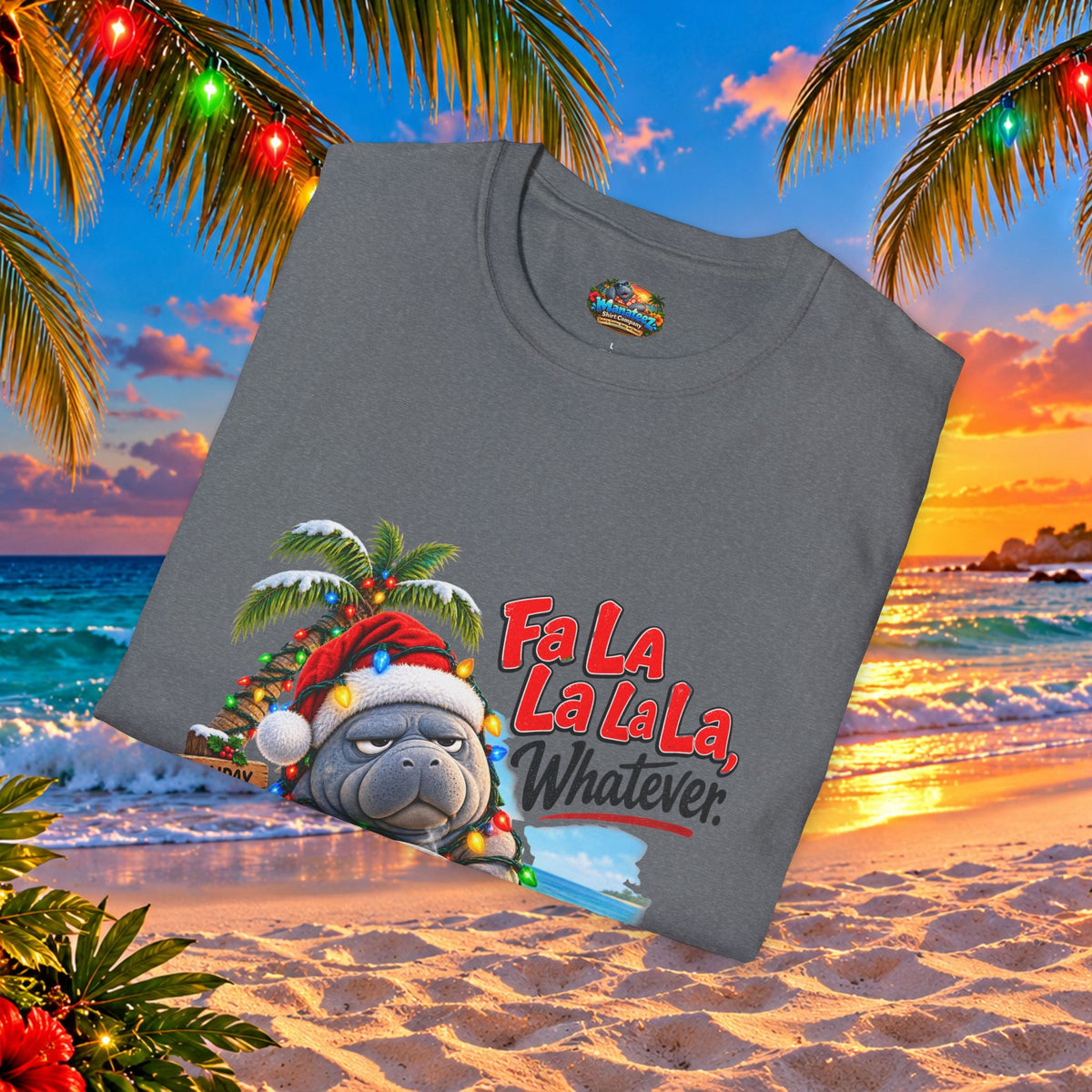 Fa La La La La Tropical Christmas Manatee T-Shirt