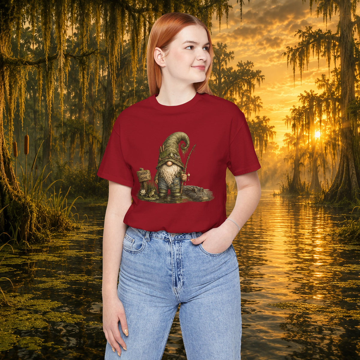 Swamp Gnome Shirt, Southern Swamp Life Tee, Fishing Gnome T-Shirt, Bayou Gnome Shirt, Alligator Gnome, Frog Lover Gift, Country Swamp Shirt