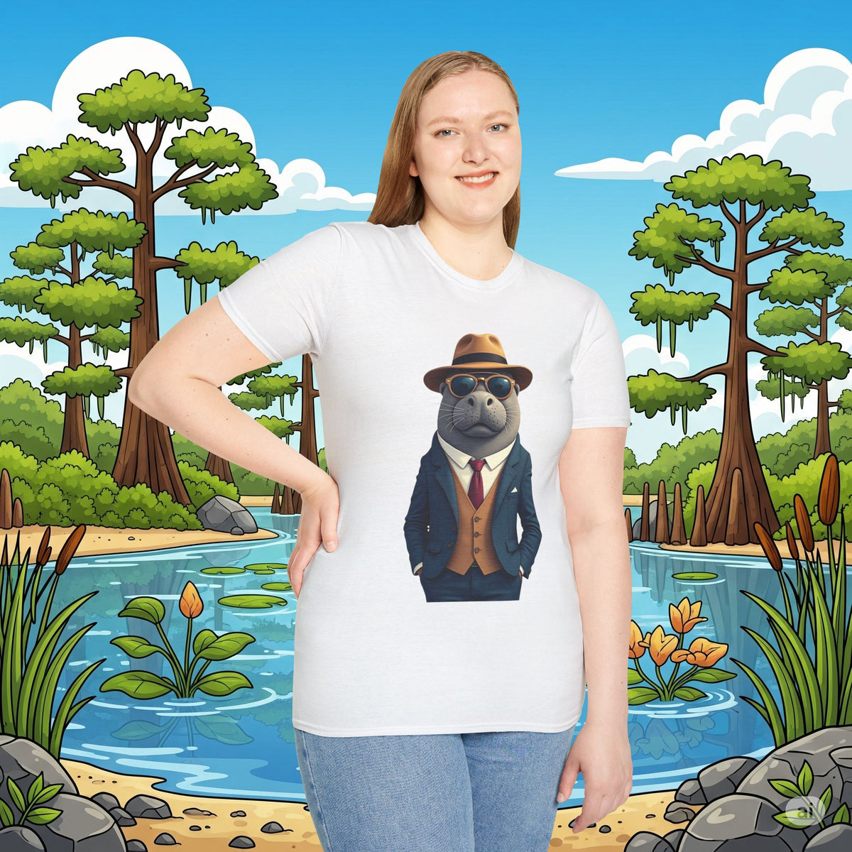 Dapper Manatee in Suit Graphic T-Shirt