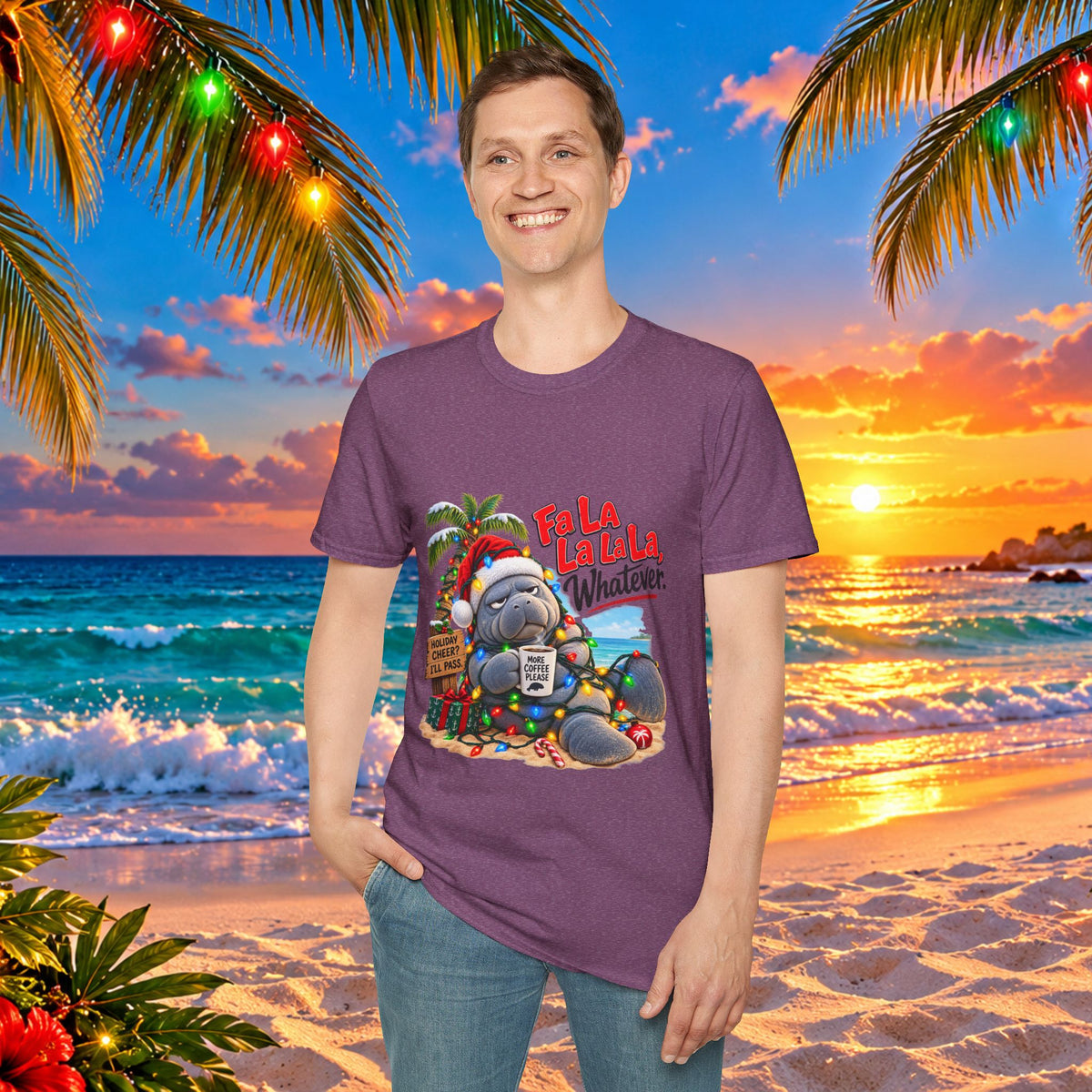 Fa La La La La Tropical Christmas Manatee T-Shirt