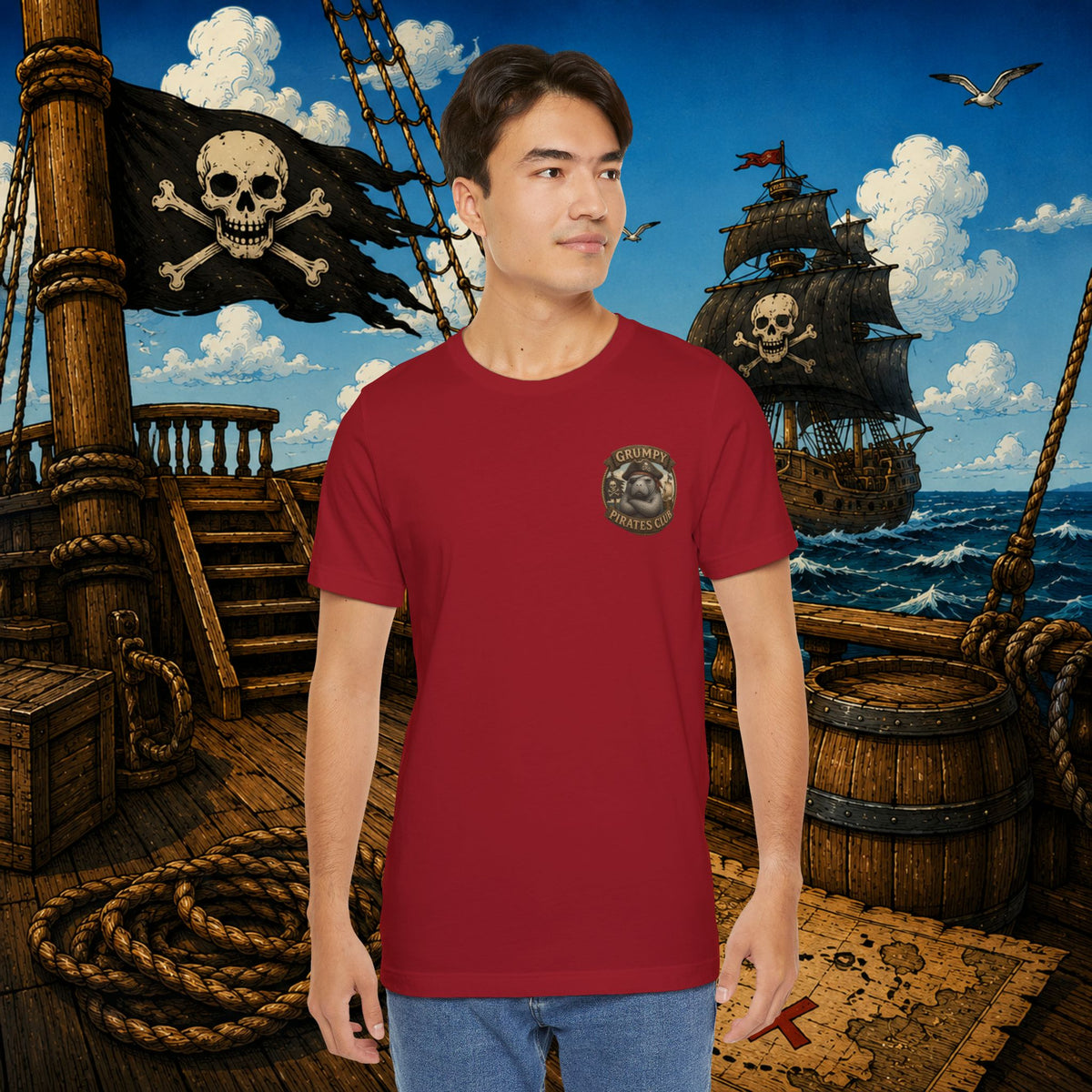 Beware of Old Pirates With Nothing Left to Prove | Grumpy Pirate Club Manatee T-Shirt