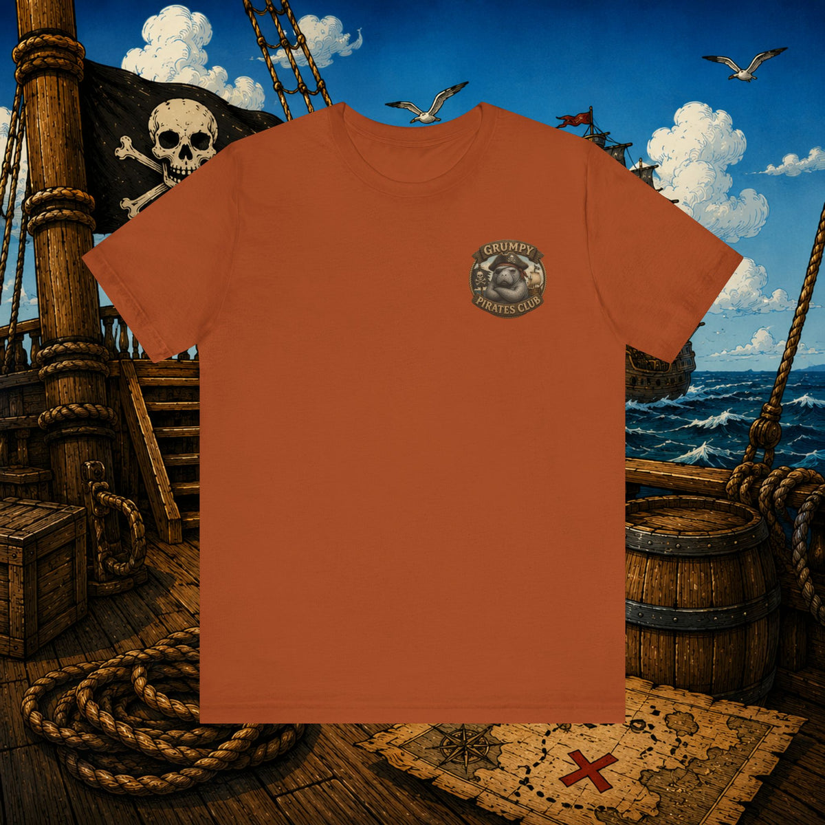 Grumpier Than a Manatee Without Snacks | Funny Pirate Manatee T-Shirt
