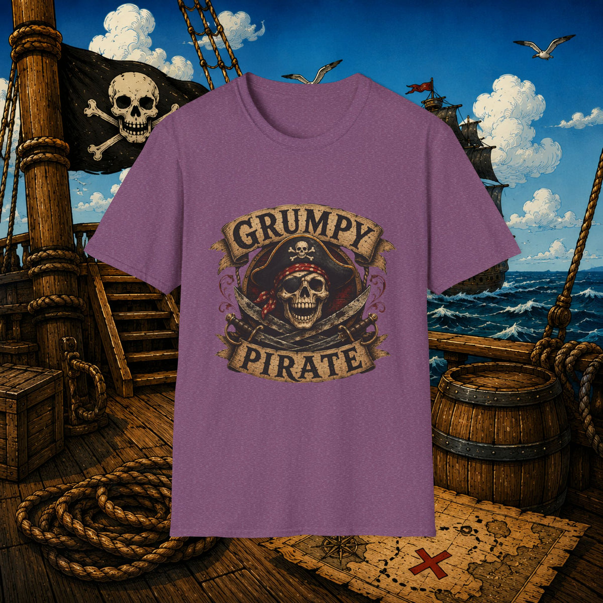 Grumpy Pirate Skull T-Shirt