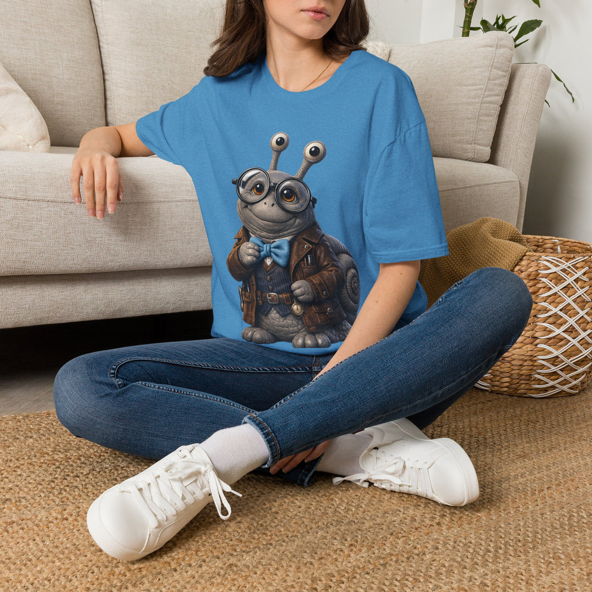 Cute Nerdy Snail Shirt | Steampunk Professor Snail Graphic Tee | Funny Bookworm Animal T-Shirt
