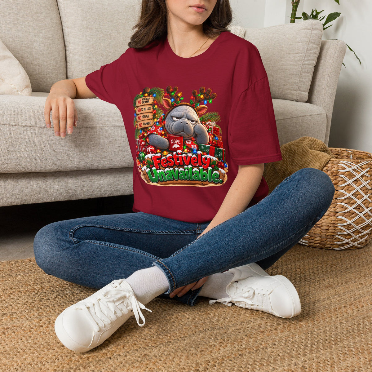 Festively Unavailable Christmas Manatee T-Shirt