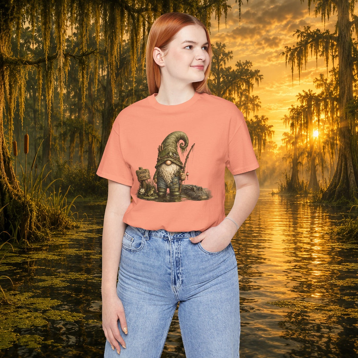 Swamp Gnome Shirt, Southern Swamp Life Tee, Fishing Gnome T-Shirt, Bayou Gnome Shirt, Alligator Gnome, Frog Lover Gift, Country Swamp Shirt
