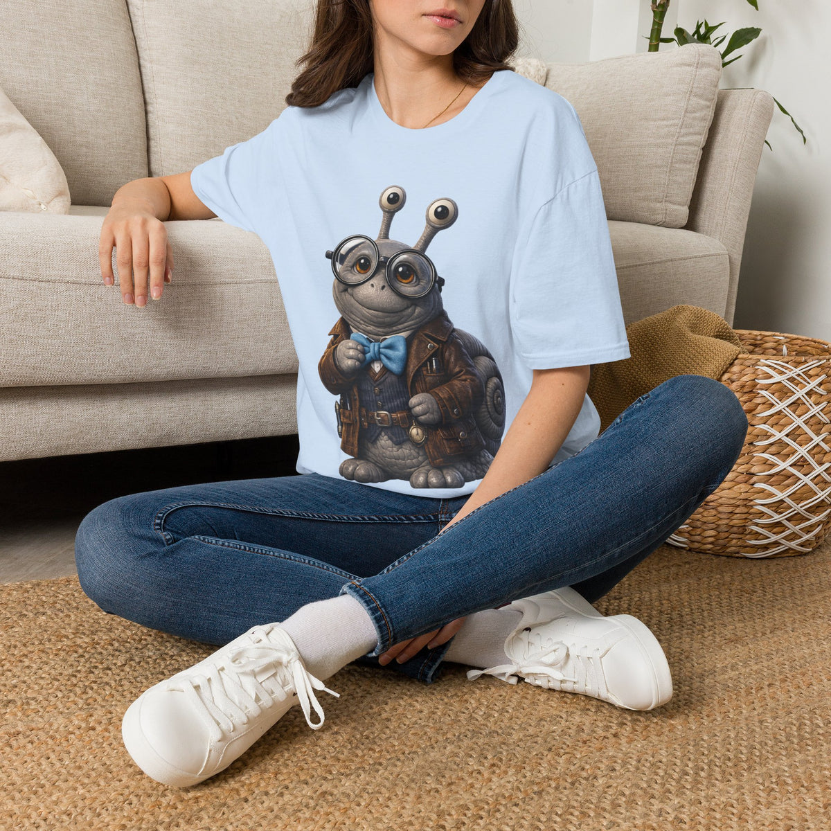 Cute Nerdy Snail Shirt | Steampunk Professor Snail Graphic Tee | Funny Bookworm Animal T-Shirt