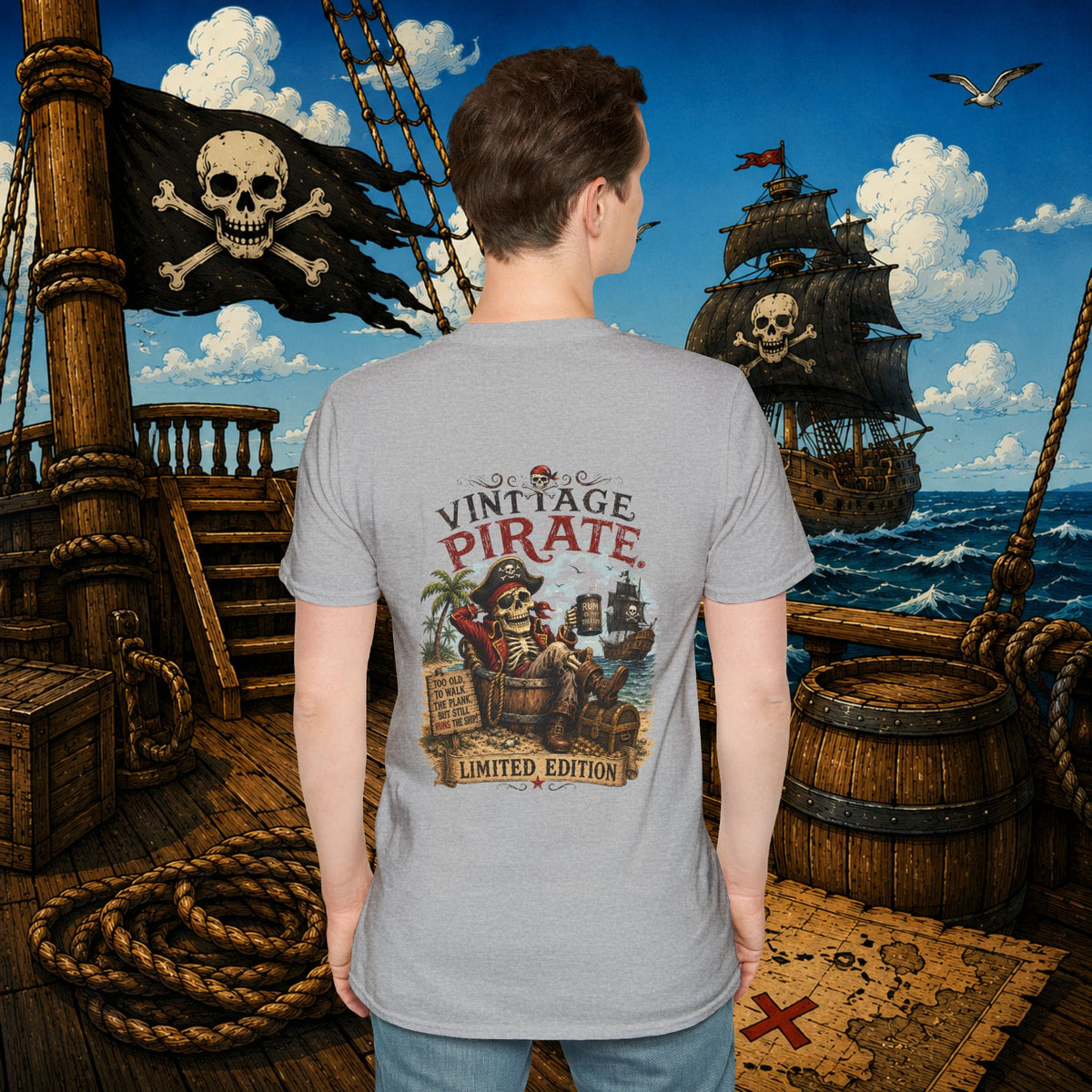 Vintage Pirate Limited Edition – Funny Aging Pirate Skeleton T-Shirt | Old Pirate Humor Tee