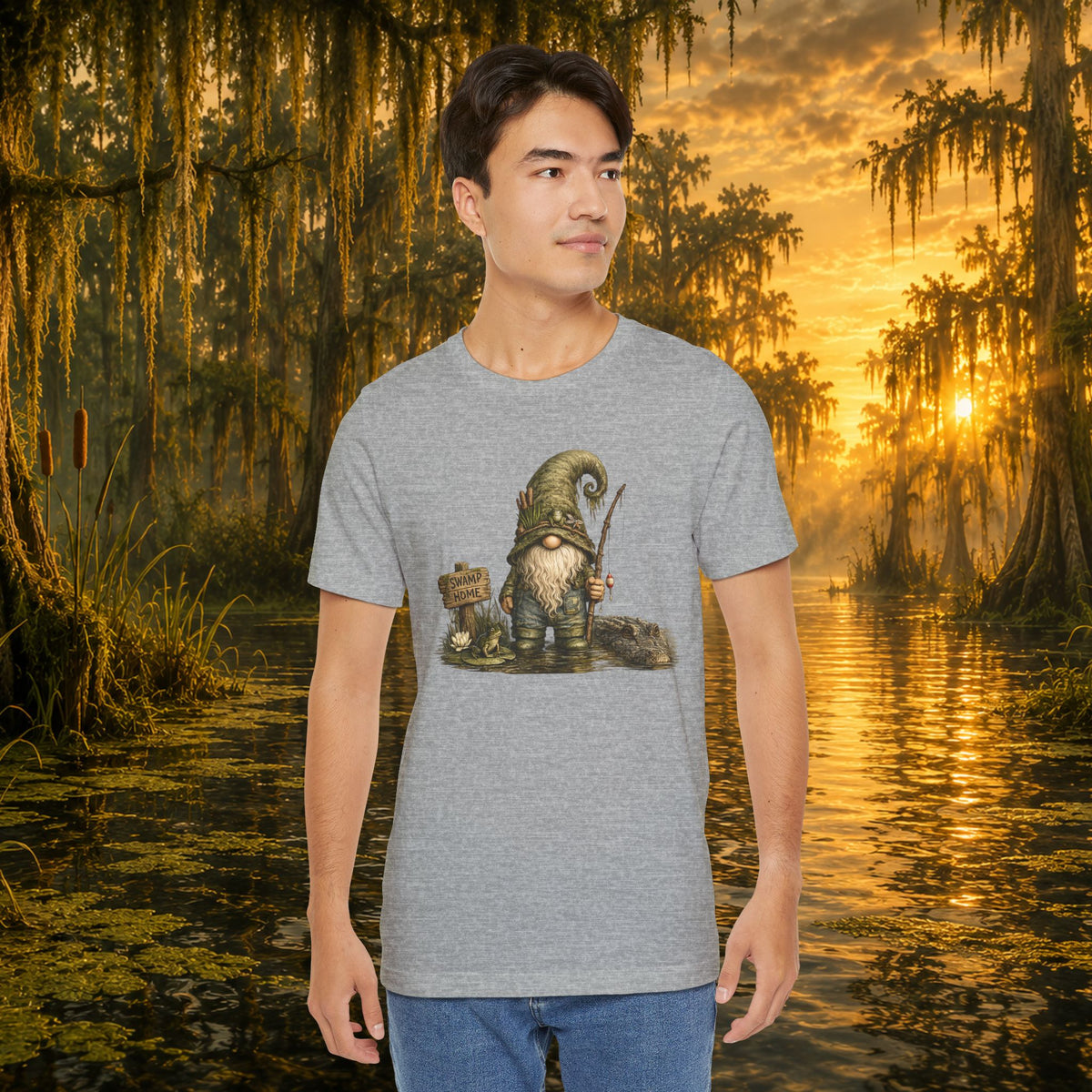 Swamp Gnome Shirt, Southern Swamp Life Tee, Fishing Gnome T-Shirt, Bayou Gnome Shirt, Alligator Gnome, Frog Lover Gift, Country Swamp Shirt