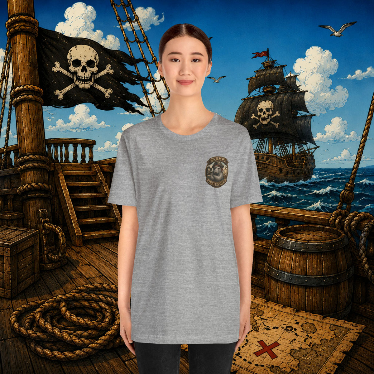 Beware of Old Pirates With Nothing Left to Prove | Grumpy Pirate Club Manatee T-Shirt